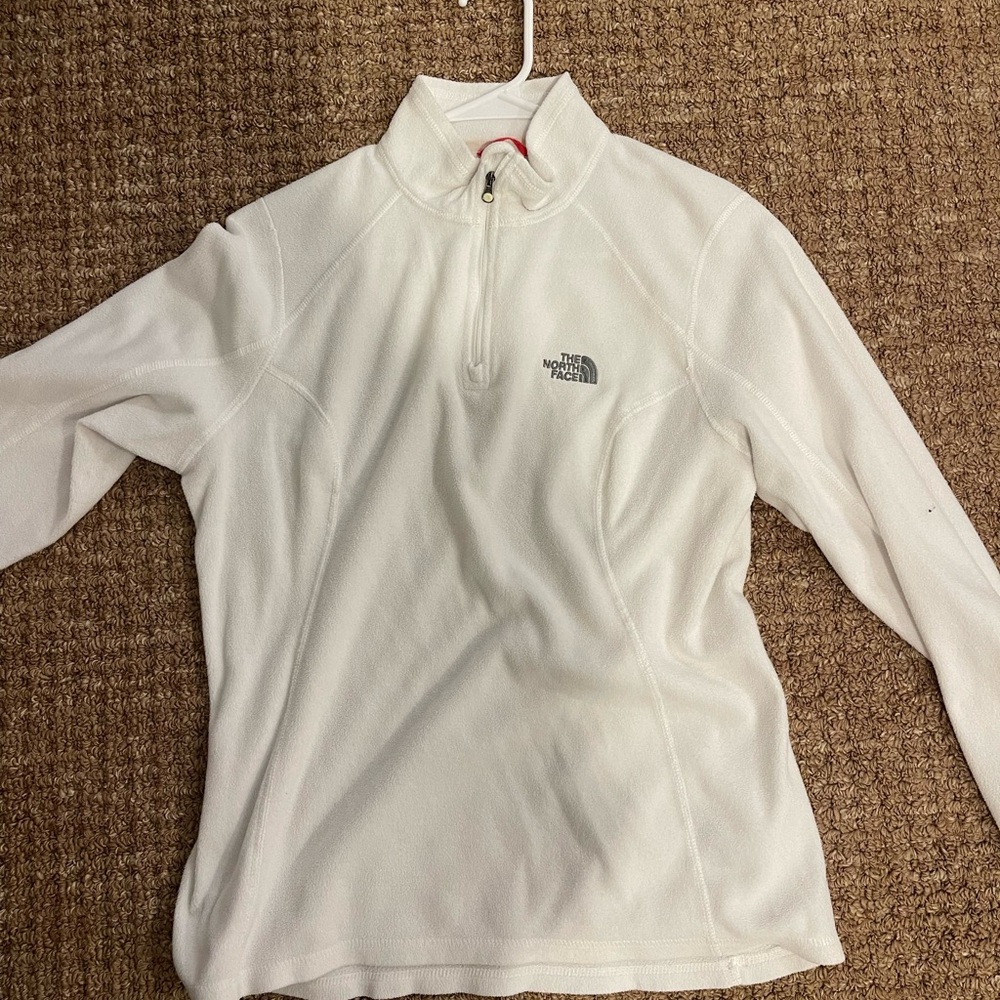 north face quarter zip white fleece